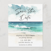 Acuarela moderna Ocean Beach Photo Save the Date