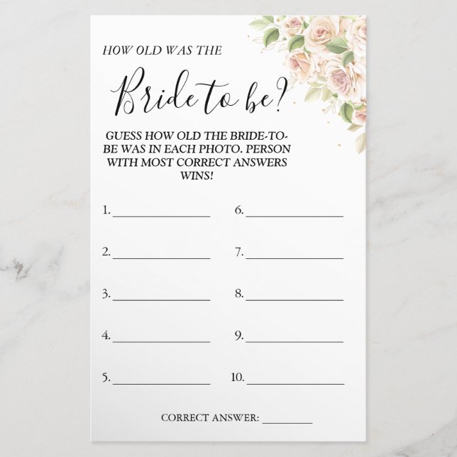 Flyer Adivina floral cuántos años tenía la tarjeta de ju (Frente)