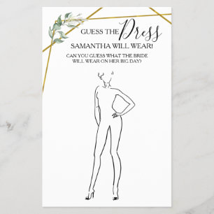 Flyer Adivina la tarjeta de juego Dress Greenery Gold Sh