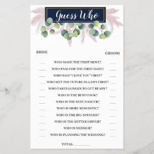 Flyer Adivina quién es la tarjeta de juego de ducha de n