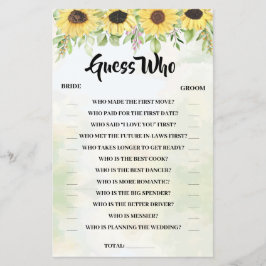 Flyer Adivina quién girará la tarjeta de juego de ducha 