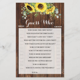 Flyer Adivina quién girará la tarjeta de juego de ducha