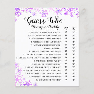 Flyer Adivina quién muestra el juego: bebé está frío afu