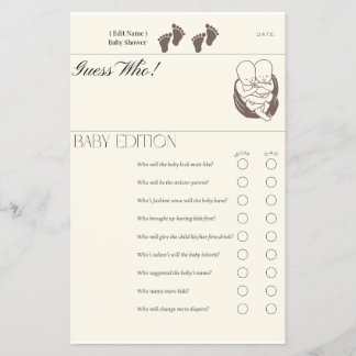 Flyer Adivina quién - Tarjeta de juego Baby Edition | Tw