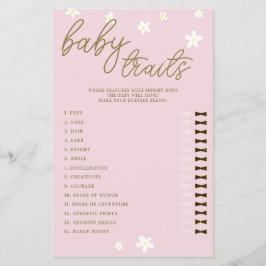 Flyer Adivinar Bebé Características Juego De Ducha Boho 