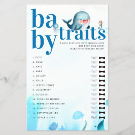 Flyer Adivinar Bebé Características Juego de ducha Cuest