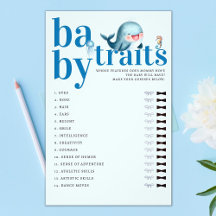 Adivinar Bebé Características Juego de ducha Diver