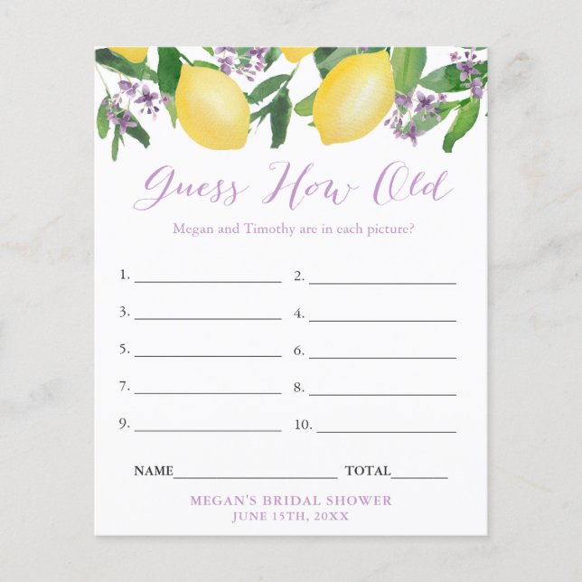 Flyer Adivinen Cómo Vieja Novia Groom Shower Juego de fo (Frente)