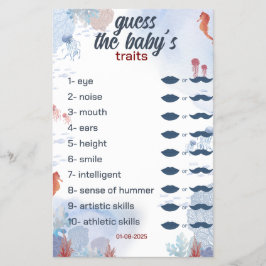Flyer adivinen el baby Game Under Sea Baby Shower