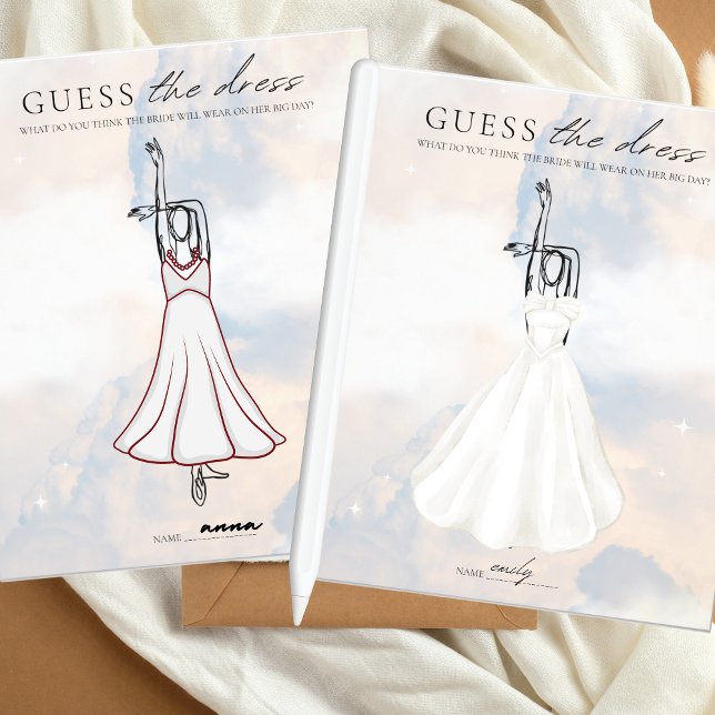 Flyer Adivinen el Vestido Bridal Shower Game Cloud 9 (guess the dress)