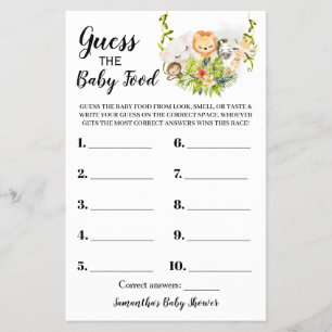 Flyer Adivinen la tarjeta de juego de Baby Shower Baby F