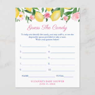 Flyer Adivinen La Tarjeta De Juego De Baby Shower Rosa D