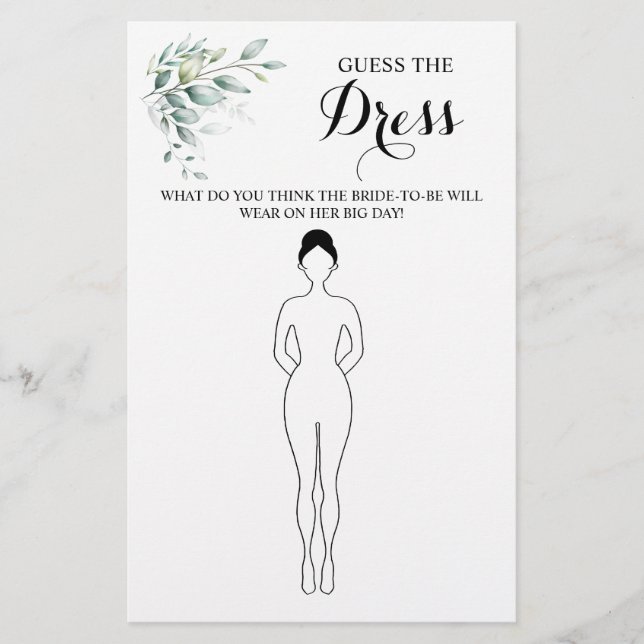 Flyer Adivinen la tarjeta de juego Dress Eucalyptus Brid (Frente)