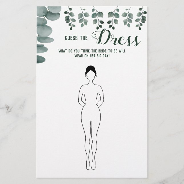 Flyer Adivinen la tarjeta de juego Dress Eucalyptus Brid (Frente)