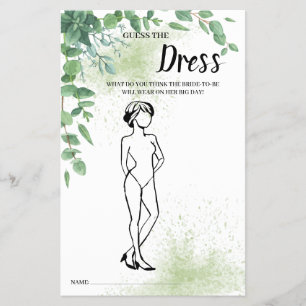 Flyer Adivinen la tarjeta de juego Dress Eucalyptus Brid