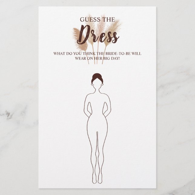 Flyer Adivinen la tarjeta de juego Dress Pampas Bridal S (Frente)