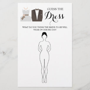 Flyer Adivinen la tarjeta de juego Vestir ducha de novia