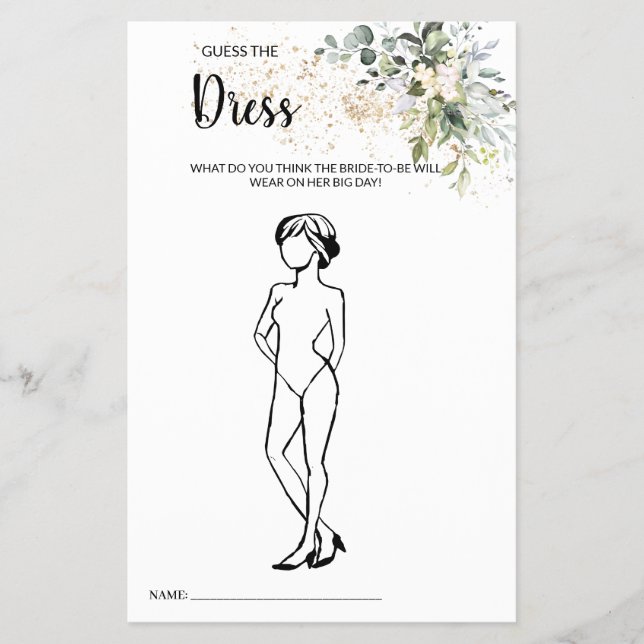 Flyer Adivinen la tarjeta de juego Vestir Herbal Bridal  (Frente)