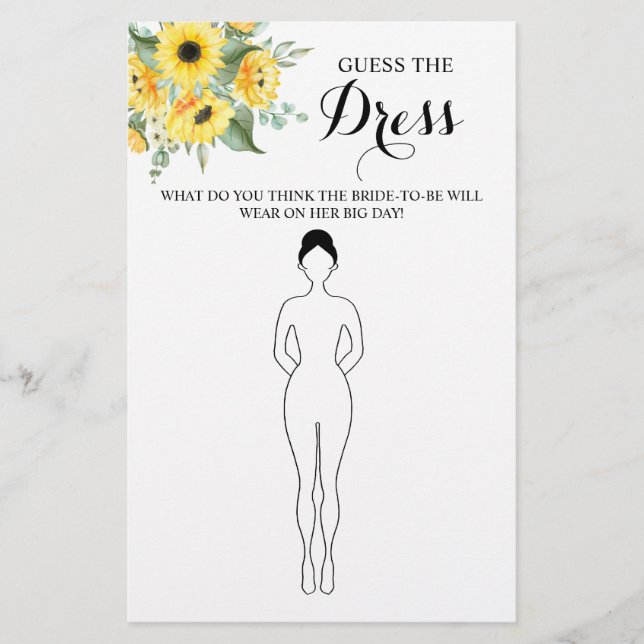 Flyer Adivinen la tarjeta de juego Vestir Sunflowers Bri (Frente)