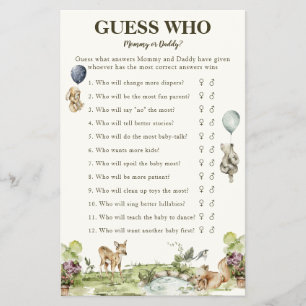 Flyer Adivinen Quién Mamá O Papá Woodland Game Baby Show