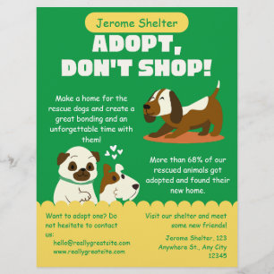 Flyer Adoptar no comprar refugio para Mascotas