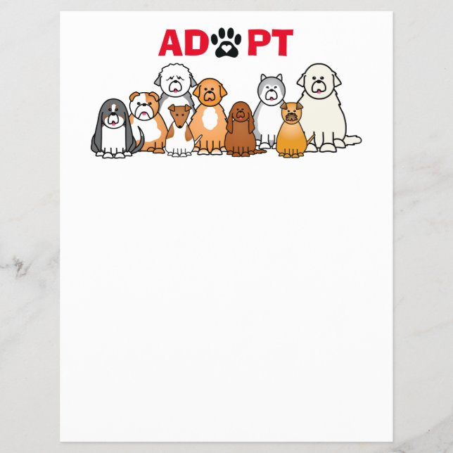 Flyer Adoptar un texto mascota con animales ilustrados (Frente)
