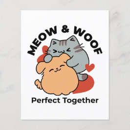Flyer Adorable Cat and Dog Hug - Diseño de Meow & Woof