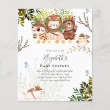 Adorable Jungle Animals Baby Boys Shower Invite