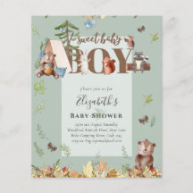 Adorable Woodland Bear Camping Boys Baby Shower In