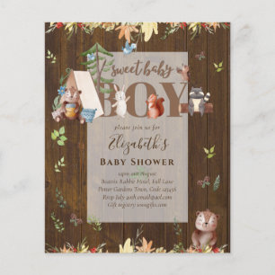 Flyer Adorable Woodland Bear Camping Boys Baby Shower In
