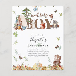 Flyer Adorable Woodland Bear Camping Boys Baby Shower In