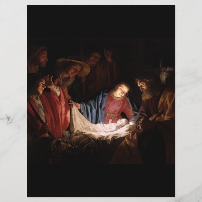 Flyer Adoración de los pastores por Honthorst (Frente)