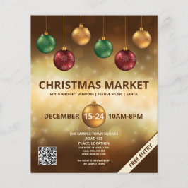 Flyer Adornos Navideños Coloridos - Mercado de Navidad