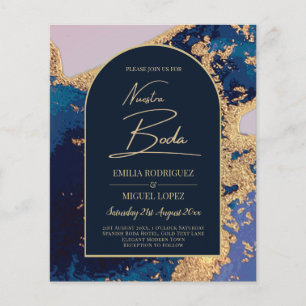 Flyer Agate Blue Gold Nuestra Boda Boda española LeahG