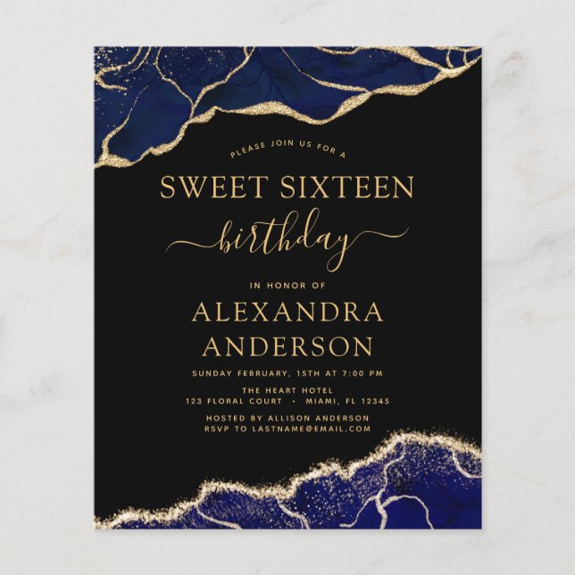 Flyer Agate de presupuesto dulce 16 oro azul de la marin (Frente)