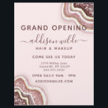Flyer Agate Geode Business, Purpurina rosa de Rubor Gold<br><div class="desc">Rosa de Oro Rubor Purpurina Rosado Agate Geode Grand Opening Business Flyer. Perfecto para maquilladores,  peluqueros,  cosmetólogos y más!</div>
