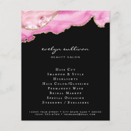Flyer agate rosa en el salón de belleza negro