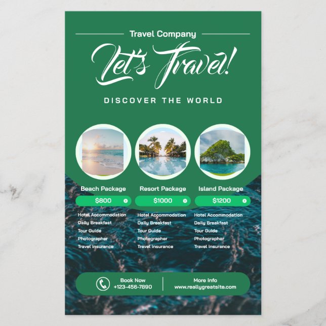 Flyer Agencia de viajes Green Modern Pastel (Frente)
