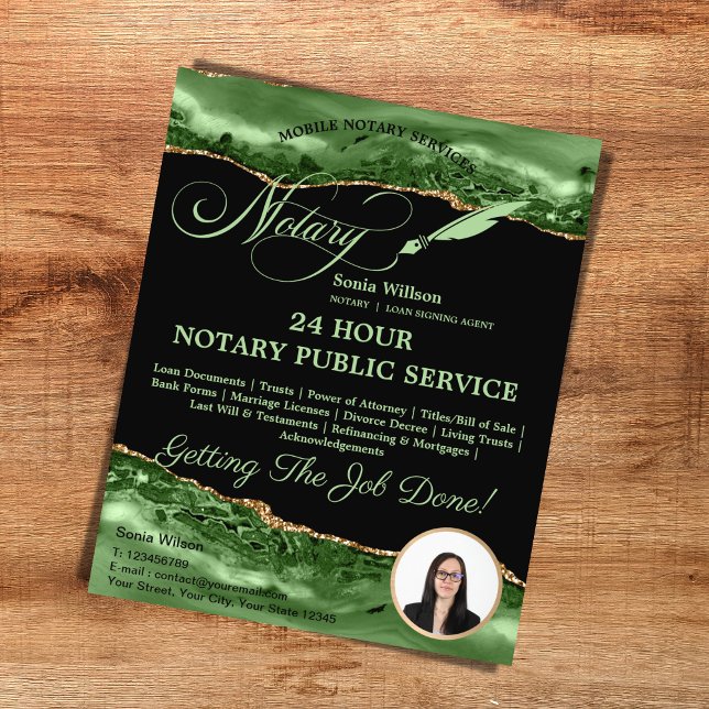 Flyer Agente de firma de notario móvil y préstamo Emeral (mobile notary services flyer)