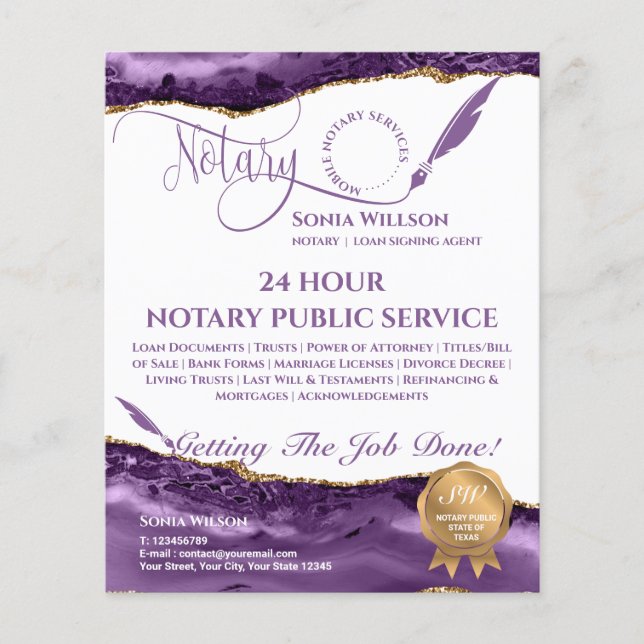 Flyer Agente de firma de notario y préstamo móvil Agate  (Frente)