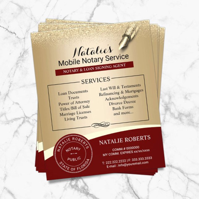 Flyer Agente de firma de préstamos notariales Red & Gold (Subido por el creador)