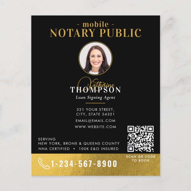 Flyer Agente de Firma Notarial Código QR de Foto Black G (Frente)