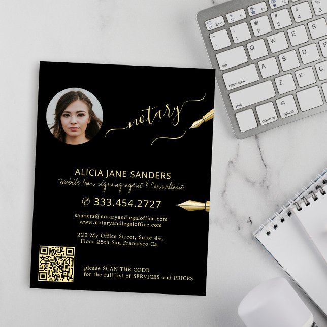 Flyer Agente de firma notarial de foto moderna QR oro ne (Subido por el creador)