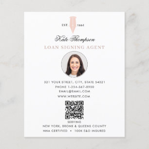 Flyer Agente de Firma Notarial Foto de Código QR Rosa Mo