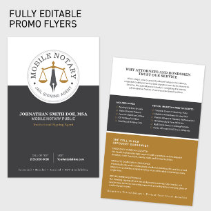 Flyer Agente de Firma Notarial Pública Móvil oro gris