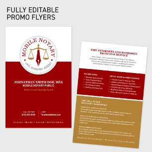 Flyer Agente de Firma Notarial Pública Móvil rojo oro
