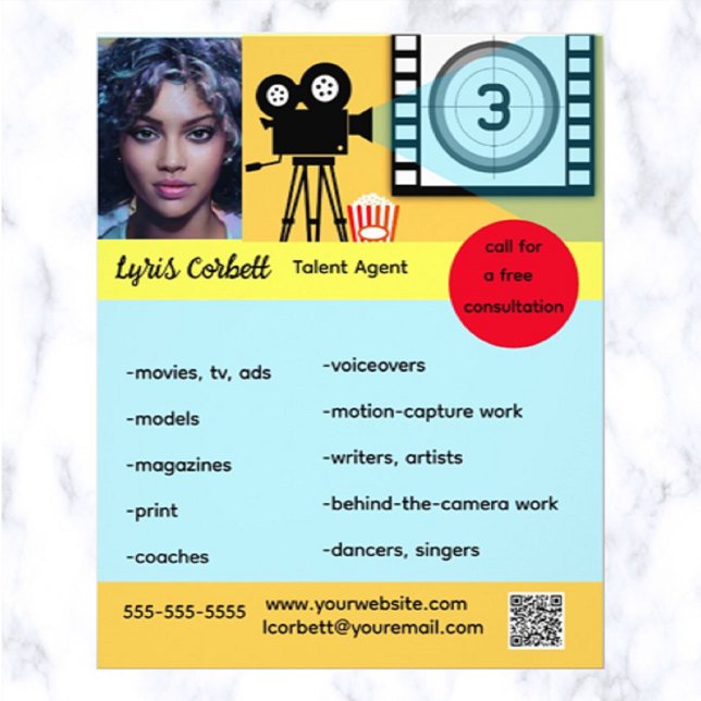 Flyer Agente de talento editable (Subido por el creador)