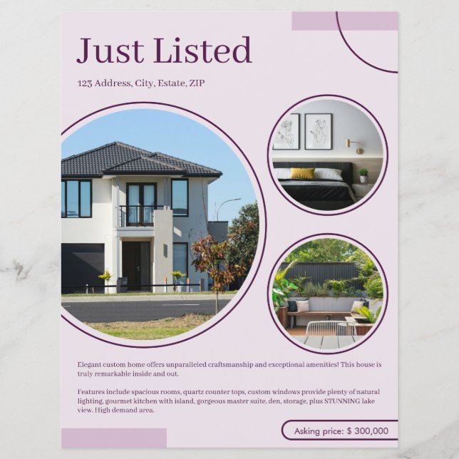 Flyer Agente Inmobiliario Líneas Finas Rosa (Frente)