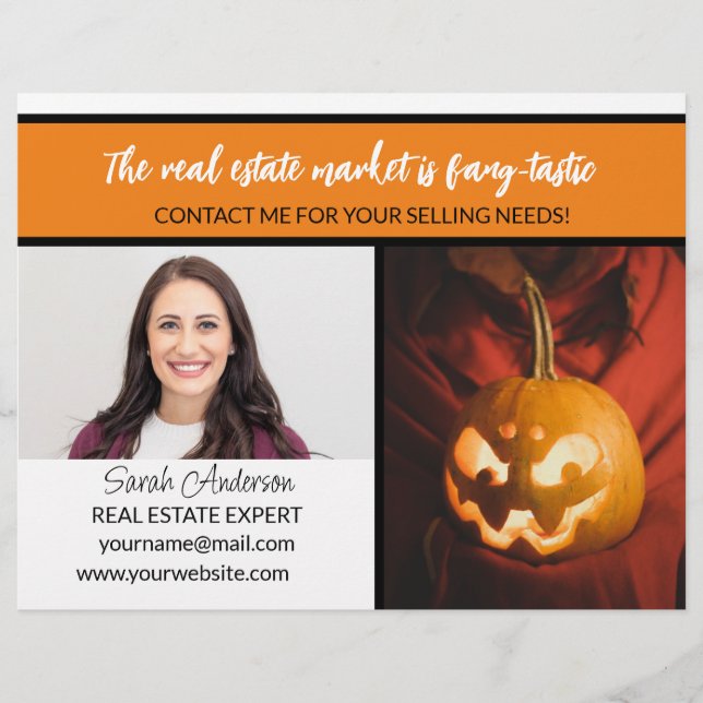 Flyer Agente inmobiliario naranja halloween fang-tastic (Frente)