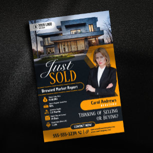 Flyer Agente Inmobiliario Realtor Moderno Amarillo Acaba